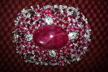 Ruby and White Topaz pin
