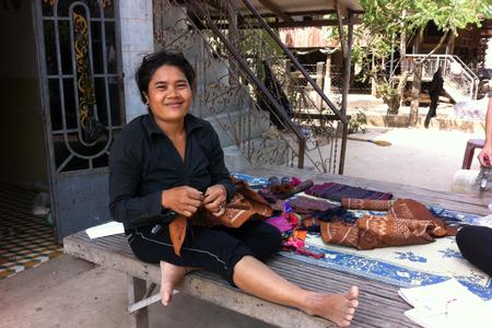 Cambodian woman weaving
